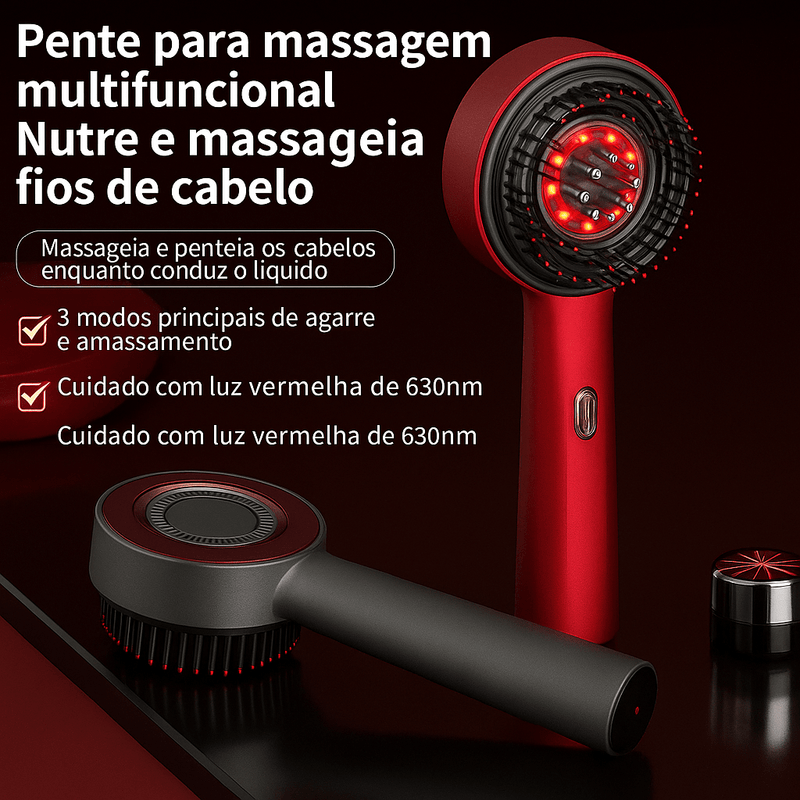 Electric Vibration Massage Comb Red Light Therapy Hair Growth Massage Scalp Brush Anti Hair Loss Liquid Oil Applicator Hair Care - Zaya Femme