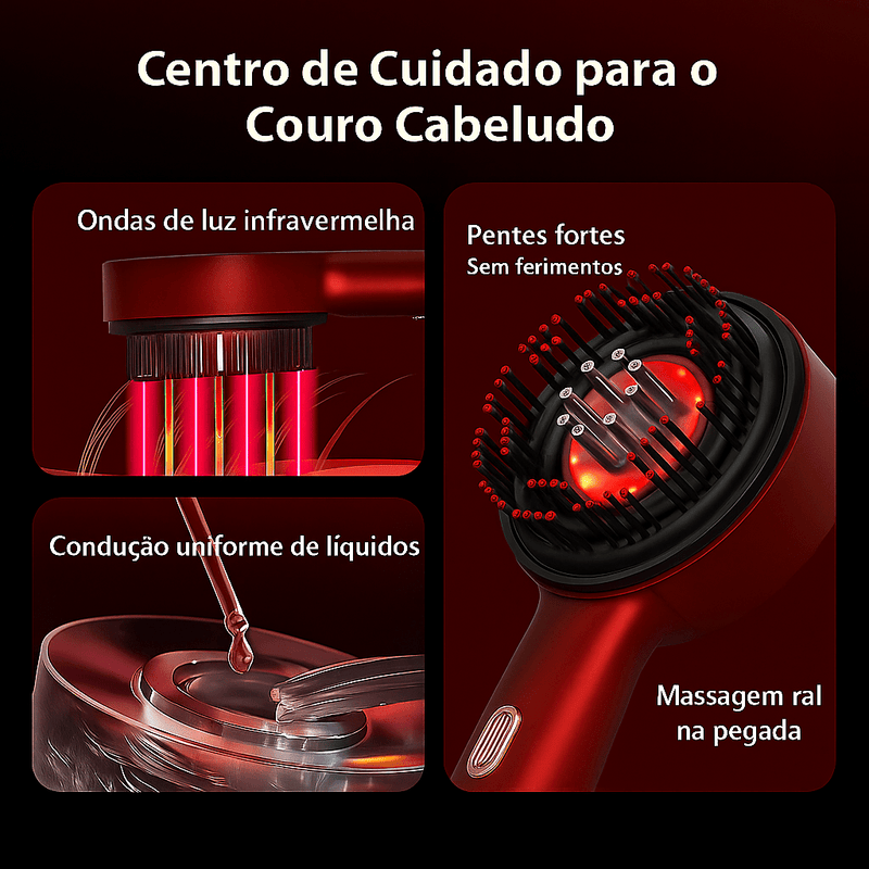 Electric Vibration Massage Comb Red Light Therapy Hair Growth Massage Scalp Brush Anti Hair Loss Liquid Oil Applicator Hair Care - Zaya Femme
