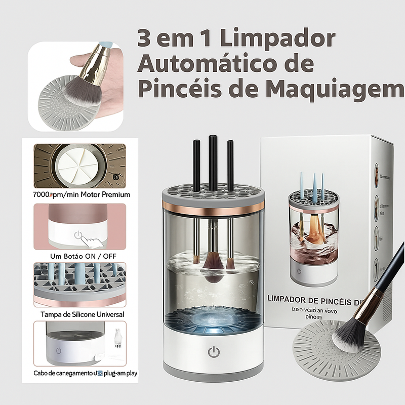 CleanPro™ – Limpador Automático de Pincéis de Maquiagem