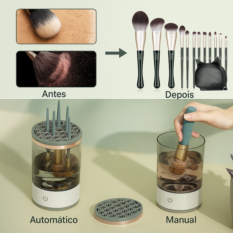 CleanPro™ – Limpador Automático de Pincéis de Maquiagem