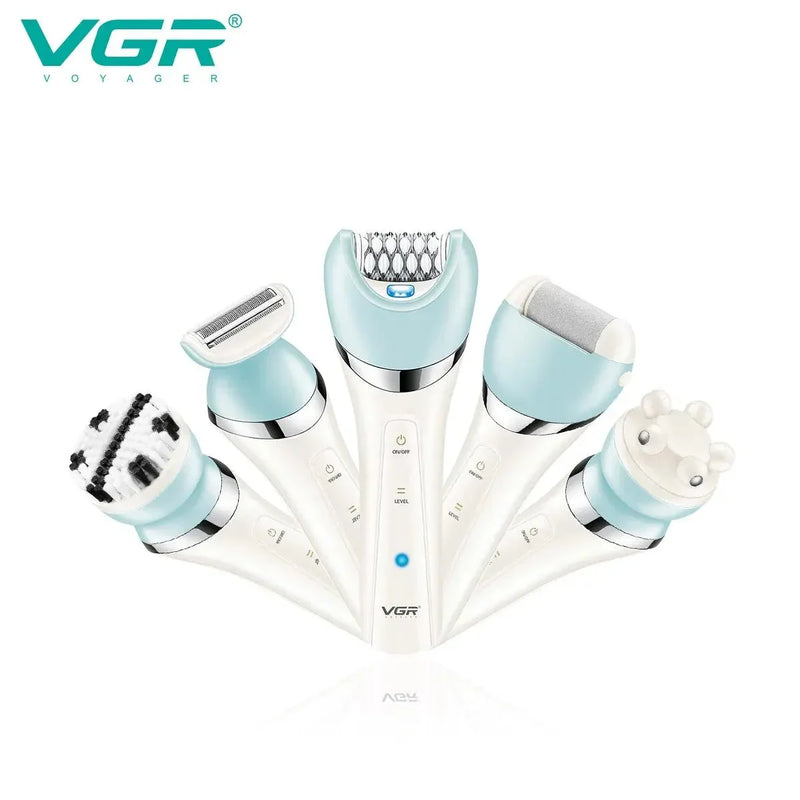 VGR Epilator 5 In 1 Electri Women Epilator Female Shaver Leg Body Hair Remover Lady Bikini Trimmer Facial Cleaning Massage V - 703 - Zaya Femme