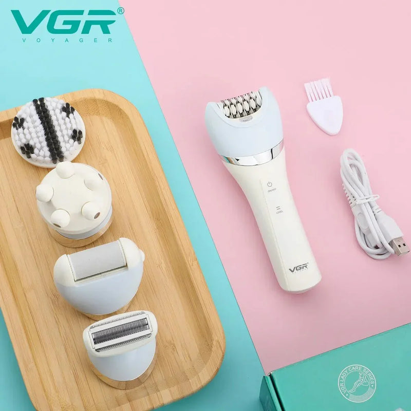 VGR Epilator 5 In 1 Electri Women Epilator Female Shaver Leg Body Hair Remover Lady Bikini Trimmer Facial Cleaning Massage V - 703 - Zaya Femme