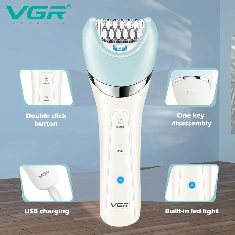 VGR Epilator 5 In 1 Electri Women Epilator Female Shaver Leg Body Hair Remover Lady Bikini Trimmer Facial Cleaning Massage V - 703 - Zaya Femme
