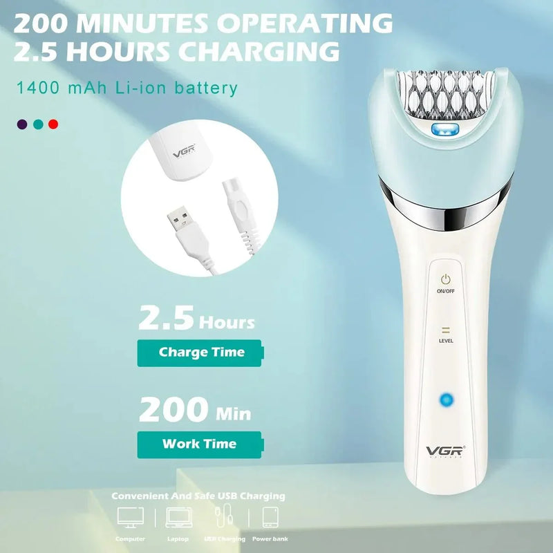VGR Epilator 5 In 1 Electri Women Epilator Female Shaver Leg Body Hair Remover Lady Bikini Trimmer Facial Cleaning Massage V - 703 - Zaya Femme